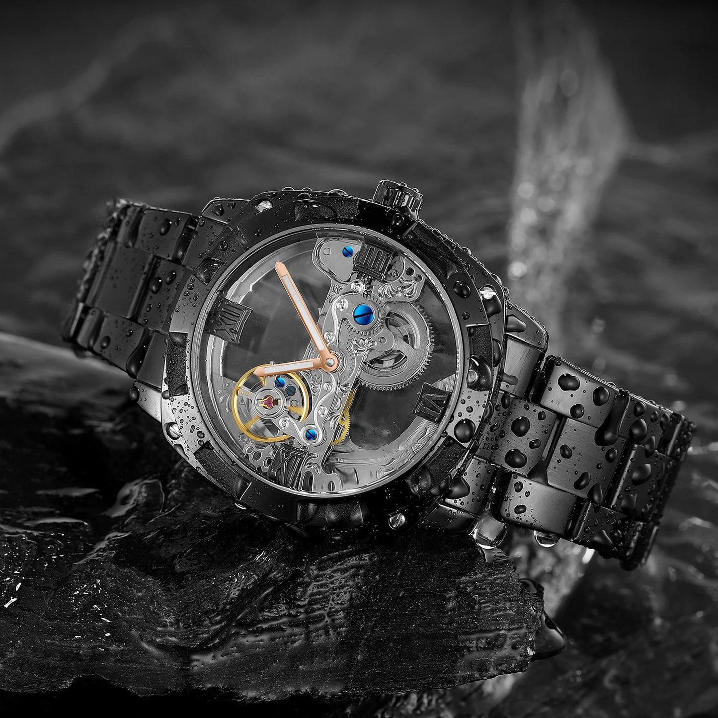 2024Top Brand Luxury Stainless Steel Skeleton Tourbillon Automatic Movement Men Watch Mechanical Waterproof Luminous Wrist Clock