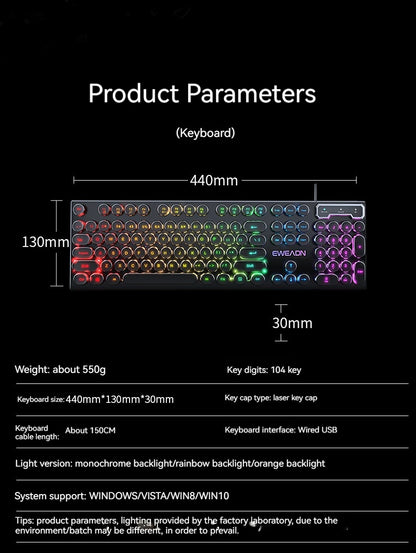EWEADN GX330 Gaming Keyboard Wired, LED Backlit, Office silent keyboard full size, Ergonomic , Gaming, office, Windows/Laptop/PC