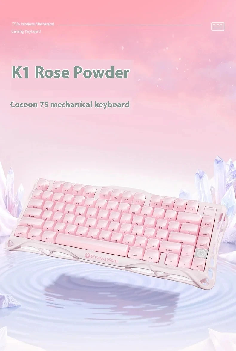 GravaStar Mercury K1 RGB Mechanical Keyboard Hot Swappable Gaming Keyboard Linear Switches RGB Wireless Gaming Keyboard