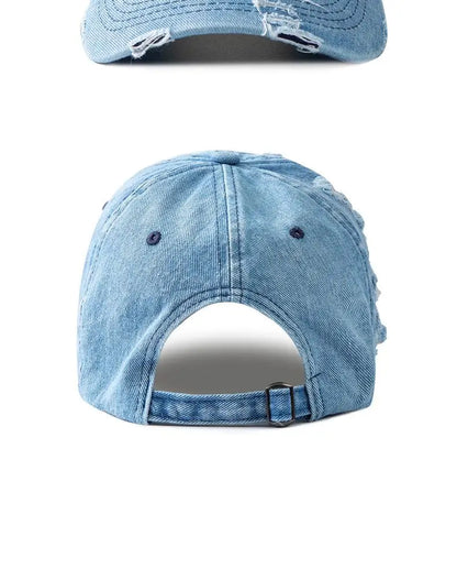 Vasket denim-baseballkasket til kvinder og mænd, solbeskyttende, åndbar forårs- og sommerhat, vintage snapback-kasket til kvinder