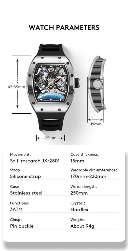 Automatic Mechanical Skeleton Watch Sports Premium Custom Logo Hollow Out Wristwatch for Active Lifestyle