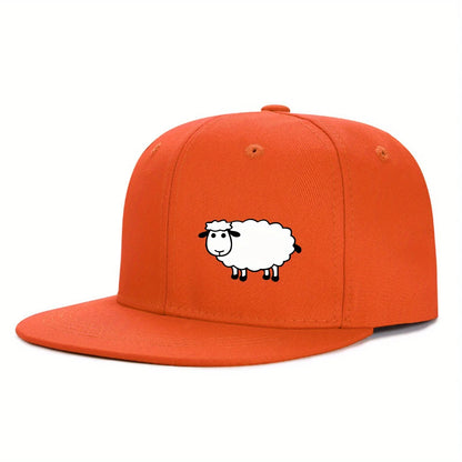 Unisex Adjustable Baseball Cap - Street Style Flat Brimmed Sheep Pattern Hat Casual Versatile And Personalized Hat