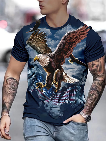 Fashion Eagle Graphic T Shirts Luxury T-Shirt Summer Men's T-Shirts Casual Tops Short Sleeve T-Shirt 3D Printing Men Clothing