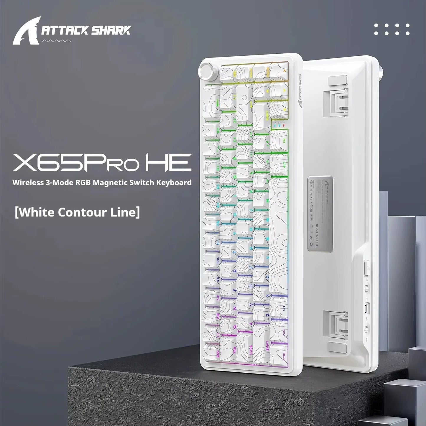 Attack Shark X65 PRO HE Magnetic Switch Keyboards 8K RT0.001mm Side Engraving Bluetooth Wireless Gaming Keyboards Windows Mac PC