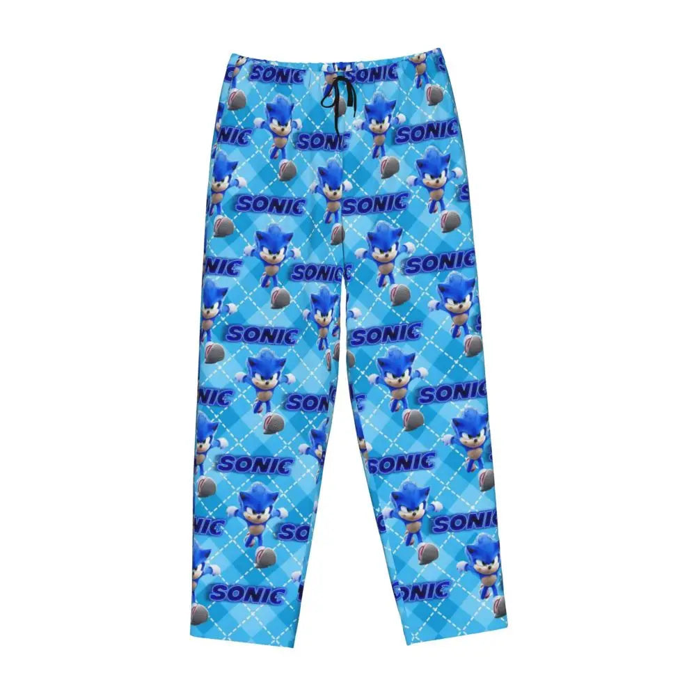 Custom Women Soniced Pajama Pants Printed Hedgehog Game Sleep Sleepwear Bottoms with Pockets
