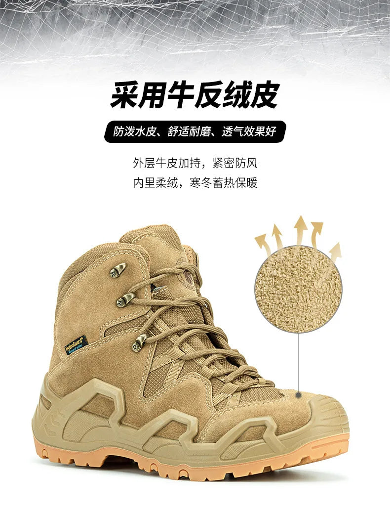 ROCKROOSTER Hiking shoes Men waterproof hunting Boots Tactical Desert Combat Boots trekking Ankle mountian cow Leather Sneakers