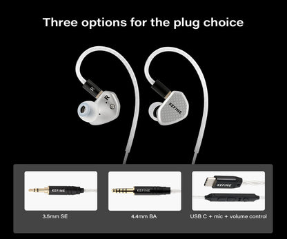 Angelears Kefine Klean SV 10mm DLC Diaphragm Dynamic Driver IEMs Hi-Fi In-ear Earphone with Nozzles and SPC Cable