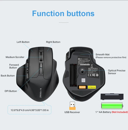 E-YOOSO 2.4G Wireless Mouse PAW3212 4800 DPI Ergonomic Mouse Gaming Mouse Office Mouse for Notebook PC Laptop MacBook