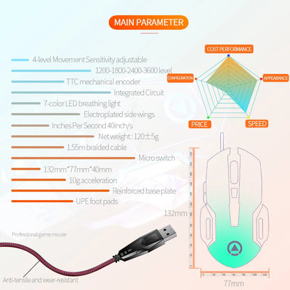 USB Wired Gaming Mouse 6 Button Backlit Ergonomic Mice DPI  Adjustable Optical Mice for PC Gamer Computer Desktop