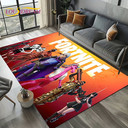 2025 New Style Fortnite-e Cartoon Rug Carpet for Living Room Bedroom Decor, Floor Mat Non-slip Decoration for Sofa Doormat Kids