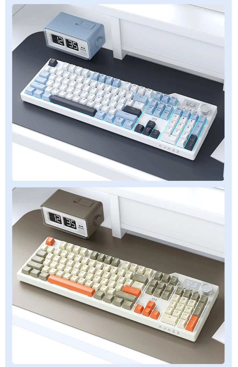 Ajazz AK35I V3/V4 MAX Tri-mode Wired Bluetooth Wireless Gaming Keyboard Gasket Full Key Hot Swap 104 Keys Customized Keyboard