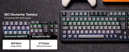 ISO-DE Layout EPOMAKER TH99 QWERTZ Layout 96% Creamy Gasket Wired/Bluetooth/2.4G Wireless Mechanical Keyboard with Knob/Numpad