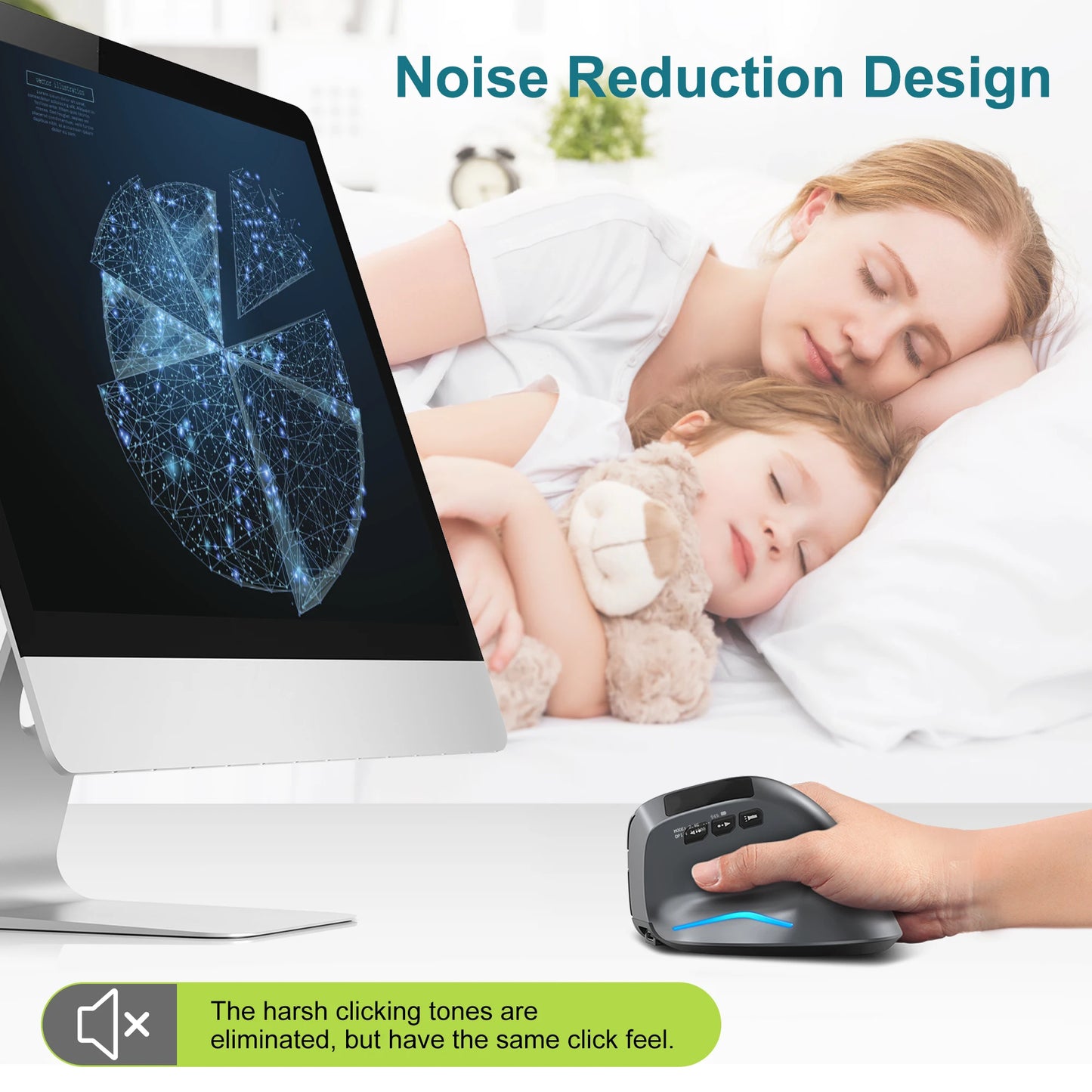 Lefon F26C Vertical Mouse Wireless with OLED Screen Bluetooth Ergonomic Mouse Optical Rechargeable Gaming Mice for PC Laptop