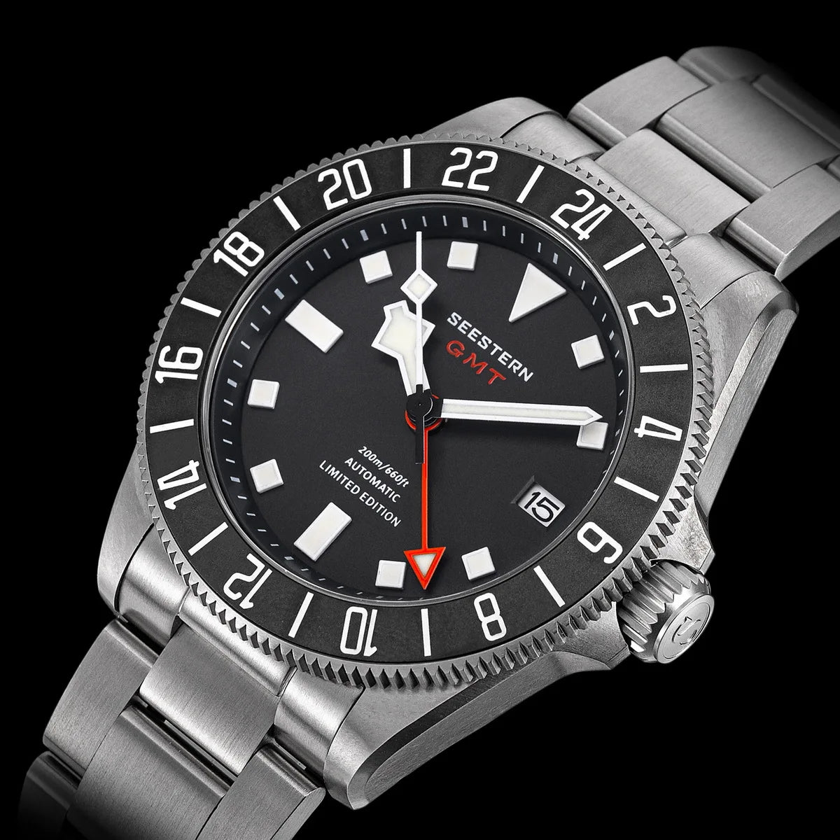 SEESTERN Titanium Diver Men of Watch GMT Automatic Mechanical Wristwatch NH34 Movement Sapphire Crystal 200M Waterproof Lume New