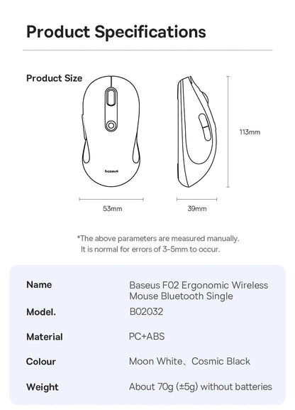 Baseus Wireless Mouse Bluetooth 5.3 2.4GHz Ergonomic 7 Silent Buttons Free Mouse Pad for MacBook Tablet Laptop Computer PC Mice