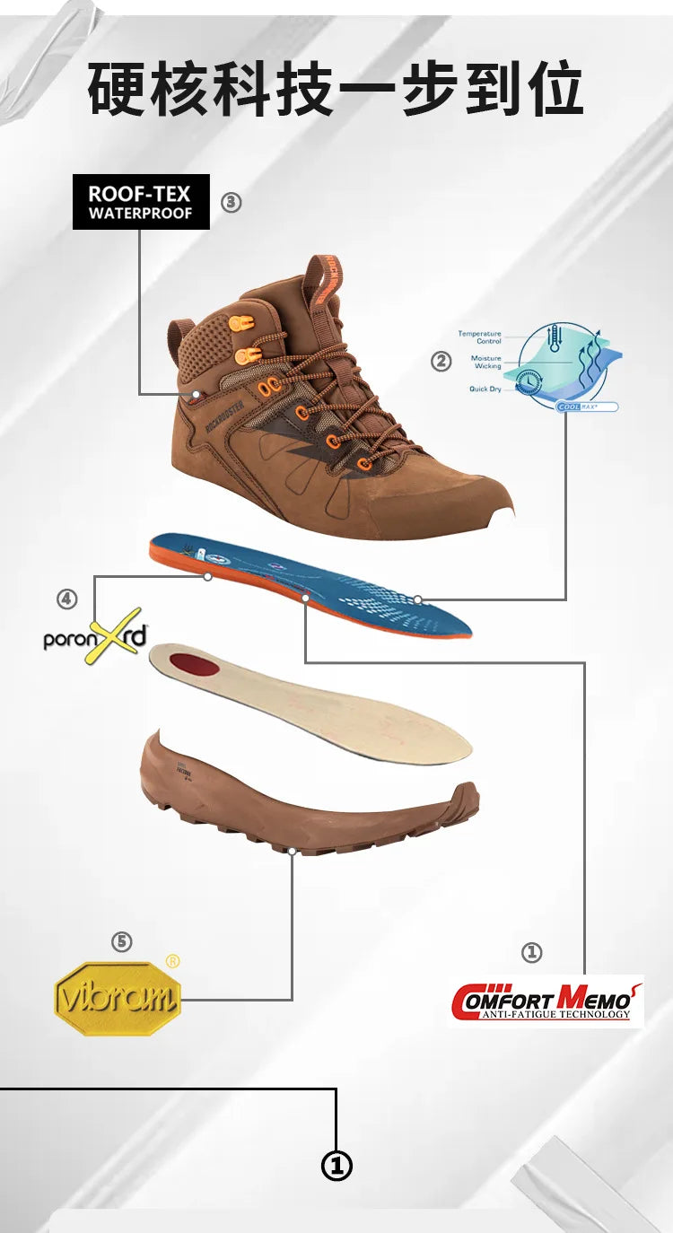 ROCKROOSTER Hiking shoes Men waterproof hunting Boots Tactical Desert Combat Boots trekking Ankle mountian cow Leather Sneakers
