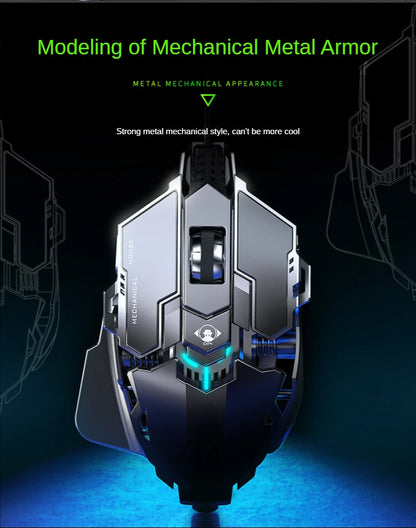 Hot Selling Mechanical Wired Gaming Mouse 9 Keys Macro Definition 12800DPI RGB Backlit Gaming Computer Mouse for Laptop Desktop