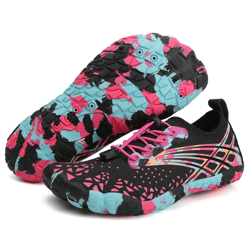 Qiuck Drying Aqua Shoes Women's Water Shoes Swimming Barefoot Five Fingers Aqua Shoes Colorful Beach Seaside Light Sneakers