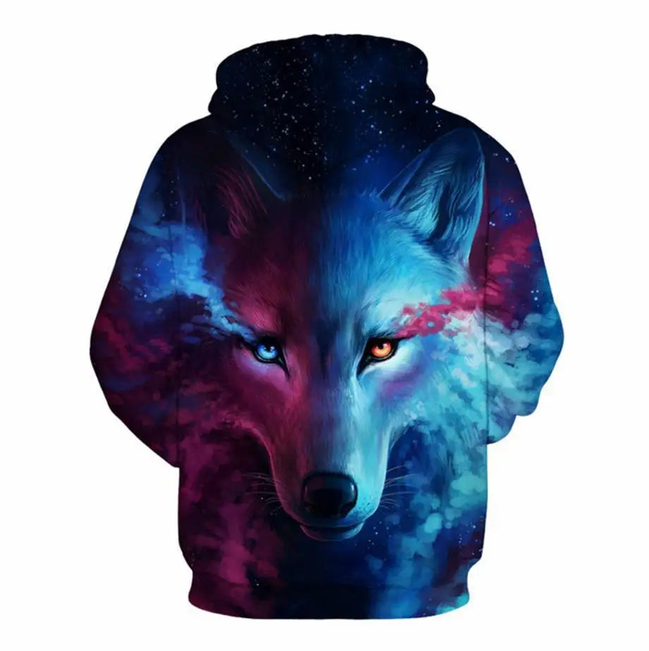 Felpe con cappuccio oversize 3D Animal Wolf da uomo e donna, moda casual, pullover hip hop Harajuku streetwear
