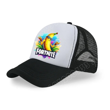 Boné de Basebol Fortnite com Estampa Cartoon do Jogo para Crianças, Boné de Verão em Malha Respirável, Boné Ajustável com Pala, Presente de Aniversário para Crianças