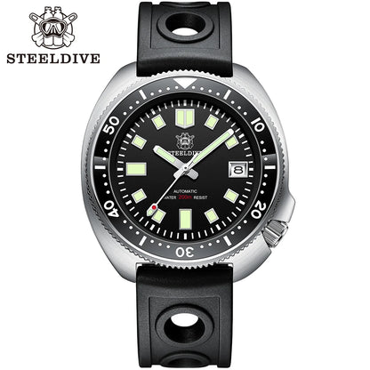 SD1970 Steeldive Brand Sunray Dial Milled Clasp Bracelet 44mm Case 200M Waterproof NH35 Turtle Men Dive Watch with Ceramic Bezel
