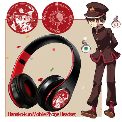 Japan Anime Headphone Demon Slayer Kimetsu No Yaiba Kamado Tanjirou Cosplay Bluetooth Headset Earphone with Mic Support TF Card