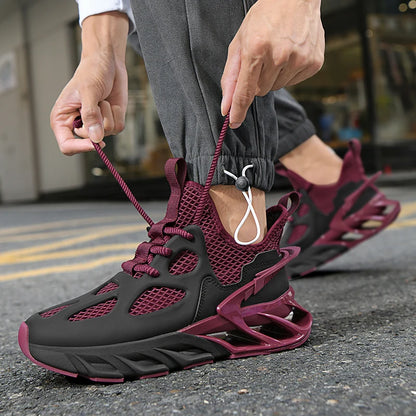 Men's Sports Shoes New Mesh Breathable Outdoor High Elasticity Running Shoes Fashionable Summer Comfortable Sports Tennis Shoes