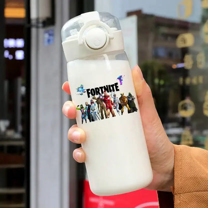400ML Fortnites 18CM Strohhalmbecher für Erwachsene, Jungen und Mädchen, niedlicher Wasserbecher im Cartoon-Stil für Schüler, stoßfeste tragbare Trinkflasche als Geschenk