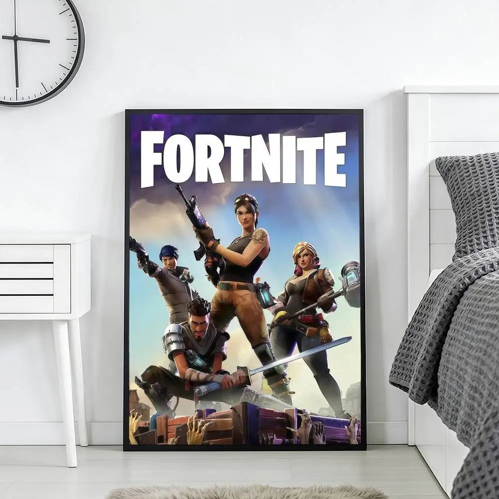 F-FORTNITES-ES Online Game Poster Stickers Art Print Retro Vintage Wall Decor HD Living Room Home Office Gift Occasion