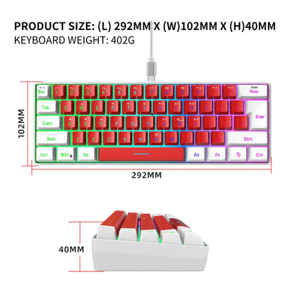 Keyboard gaming pc Backlit pink Keyboards 61 keys mini computer 60% Musical Usb lady ergonomic office Wired key board portable