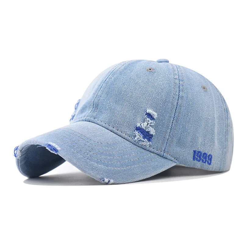 Women's Rainbow Denim Distressed Baseball Cap for Unisex Adjustable Sun Hat Washed Dad Hat Outdoor Visor
