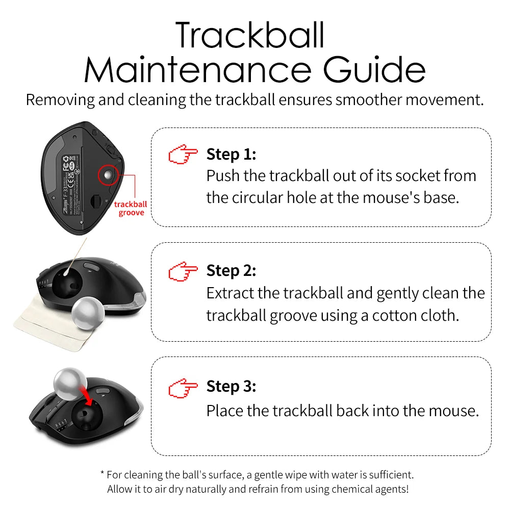 Lefon F33/F26C/F35B Trackball Mouse/Bluetooth Ergonomic Mouse 2.4G Wireless Rechargeable Rollerball Mice for PC Office Drawing