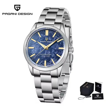 PAGANI DESIGN 40MM Meteorit-Zifferblatt Herren-Quarzuhr Luxus Business Saphir 316L Edelstahl 100M wasserdichte Uhr für Herren