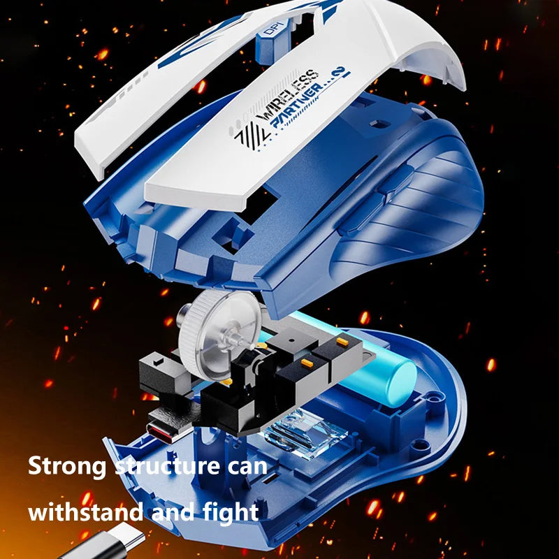 Wireless Gaming Mouse Dual Mode Bluetooth 2.4G DPI Adjustable Type-C Rechargeable Silent Ergonomic Mouse Durable Battery