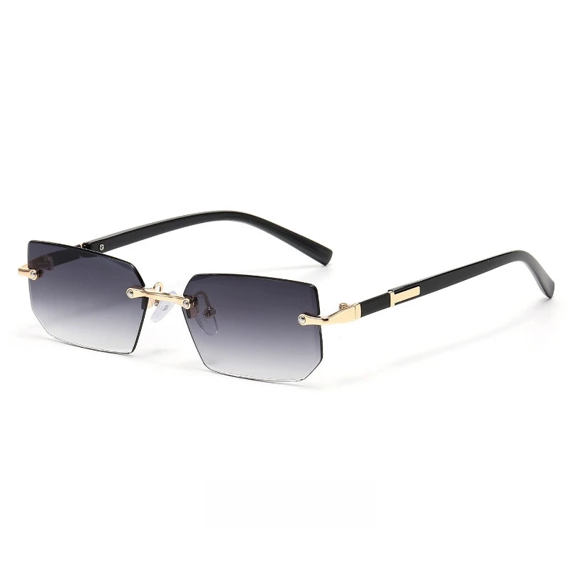 Vintage Rectangle Sunglasses Men New Rimless Fashion Beach Shades Women Trendy Luxury Brand Design Casual Anti-UV Sun Glasses