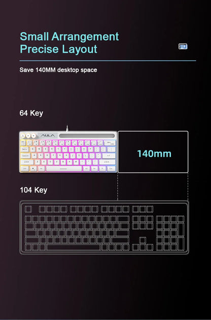 AULA F3061 Wired RGB Gaming Keyboard Membrane Keyboar 60% Gamer klawiatura pc teclado de computador usb teclados cute key board