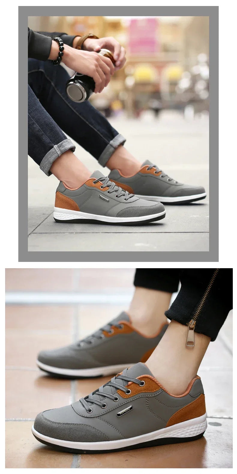 YRZL Men Shoes Spring Autumn Waterproof Walking Sneakers Leisure Male Leather Sports Shoes Non-Slip Footwear Tennis for Men