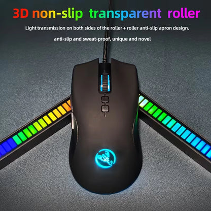 High-End Ergonomic Gaming Mouse with Anti-Slip Side Design Durable Braided Cable Breathing LED Lights USB Plug for PC