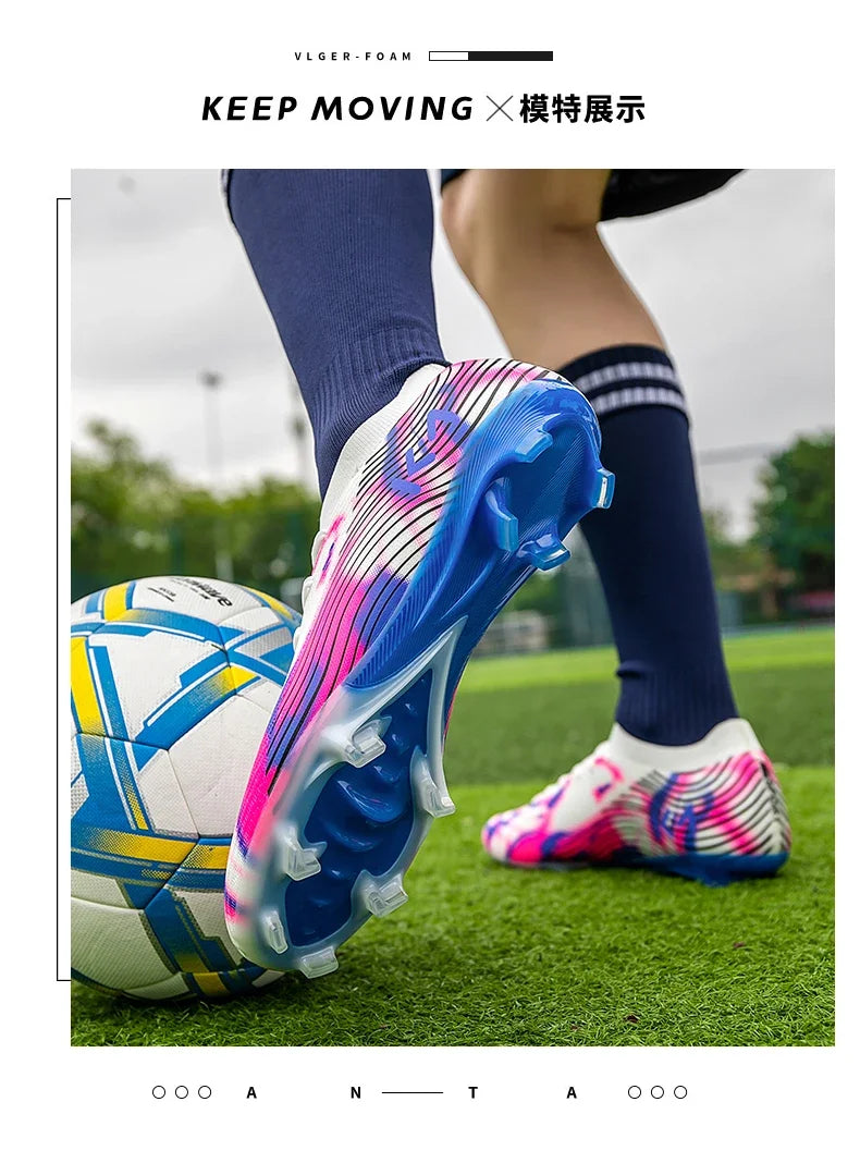 Nuove scarpe da calcio da uomo per partita outdoor, sneakers con tacchetti per erba, scarpe da football bestseller antiscivolo per ragazzi, alta qualità, alte e leggere