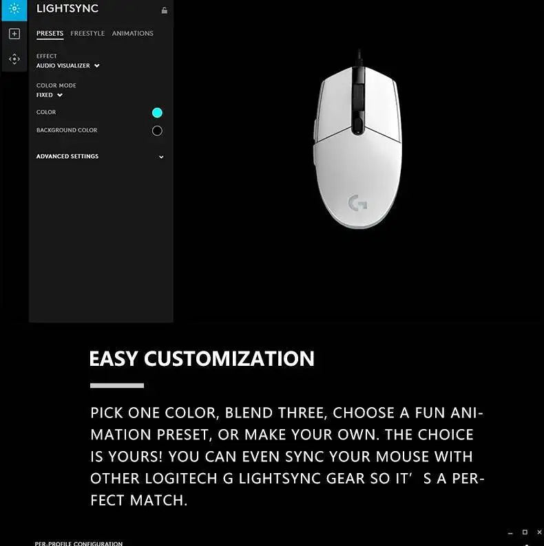 Logitech G203 LIGHTSYNC Mouse Wired 8000 DPI Sensor RGB Sync 6 Buttons Mechanical Tensioning Office-Gaming Dual-Use