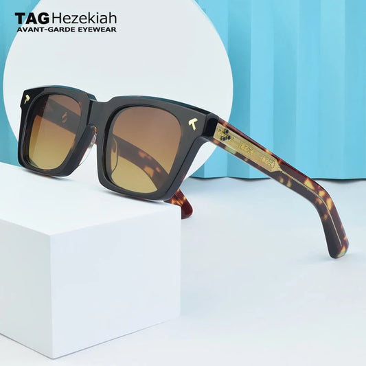 TAGHezekiah Luxury Brand Sunglasses Men Acetate Handmade Sun glasses Women  Outdoor Travel Protection Sunshade Retro Sunglass