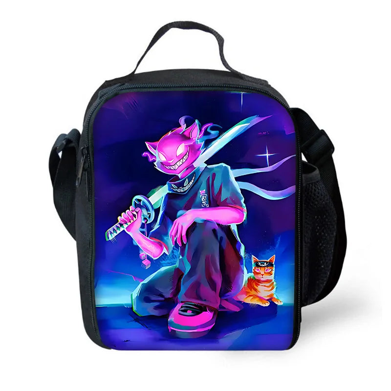 Isolierte Lunchbox für Kinder, großes Fassungsvermögen, Hot-Game-F-FortniteS-Tasche für Jungen, Mädchen und Schüler, für Outdoor-Picknick, wiederverwendbare Thermo-Kühltasche