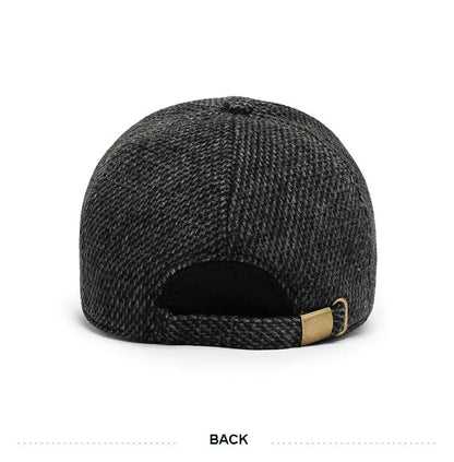 Baseball Cap Woolen Knitted Winter Ear Cover Baseball Cap Men Thicken Warm Hats with Earflaps Sport Golf Hats Snapback