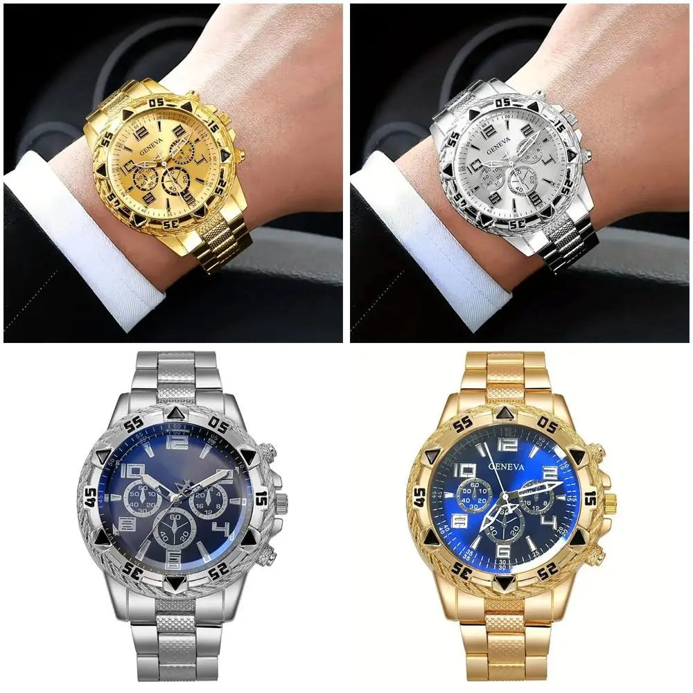High Quality Stainless Steel Watchband Men Wristwatch Luxury Casual Quartz Watch Large Dial Business Watch