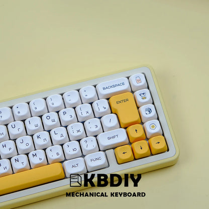 KBDiy KOA  Profile PBT Honey Milk Keycaps Russian Korean Japanese 137 Keys Caps for Mechanical Keyboard Keycap MAC for MX Switch