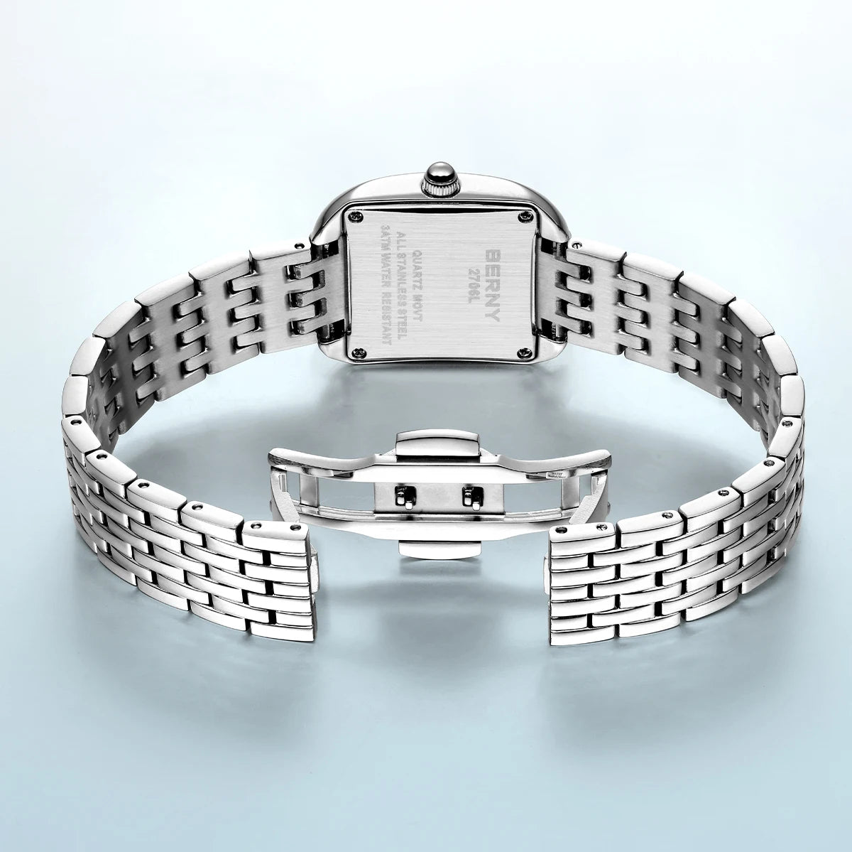 BERNY Luxury Brand Women's Watch New In High Quality S/S Square Ladies Quartz Watches Fashion Elegant Business Wristwatch