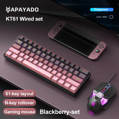APAYADO K61 Mini Mechanical Keyboard,Wired,61 Keys,Phantom RGB, Black/White Red/Blue Mechanical Switch for Gaming,60% Portable