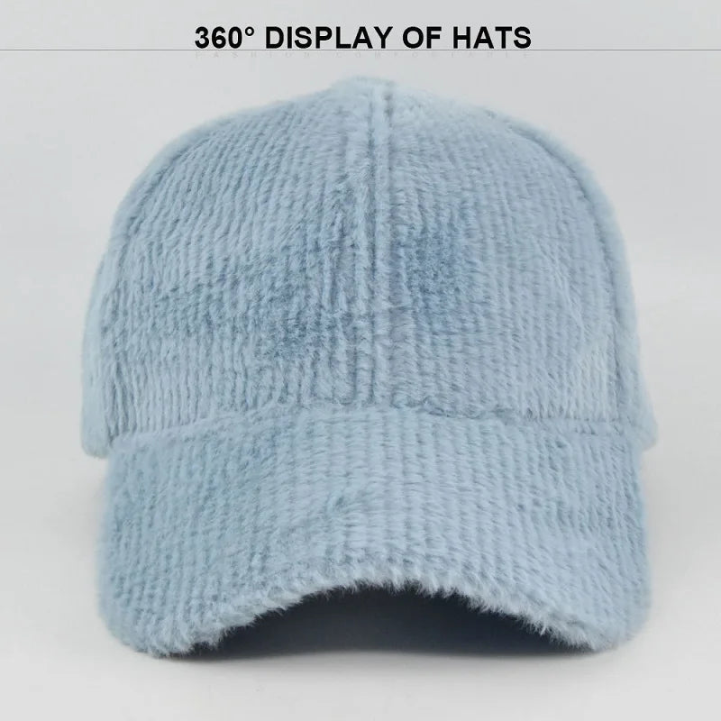 Autumn Winter Baseball Cap Women Artificial Lamb Wool Hats Keep Warm Cap Plush Baseball Caps Spring Baseball Cap Solid Sunshade