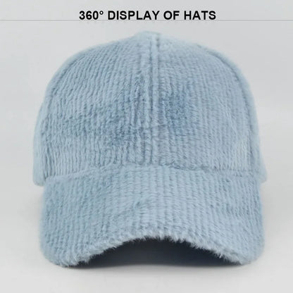 Autumn Winter Baseball Cap Women Artificial Lamb Wool Hats Keep Warm Cap Plush Baseball Caps Spring Baseball Cap Solid Sunshade