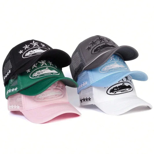 Unisex Men Women Cap Pentagram Embroidery Baseball Net Caps Spring Summer Outdoor Adjustable Casual Hats Sunscreen Hat